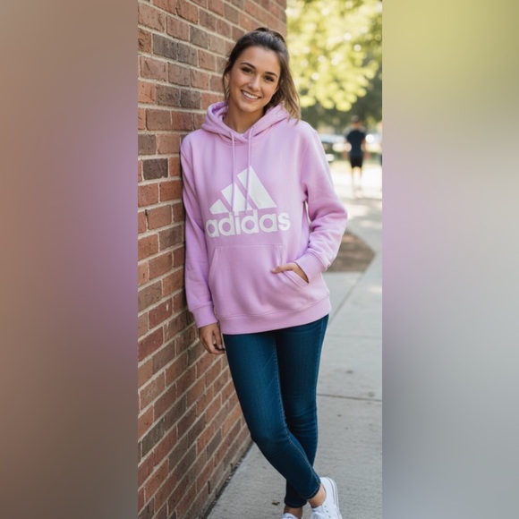 Adidas Pink Pullover Hoodie Sweatshirt Size Small - Picture 2 of 10